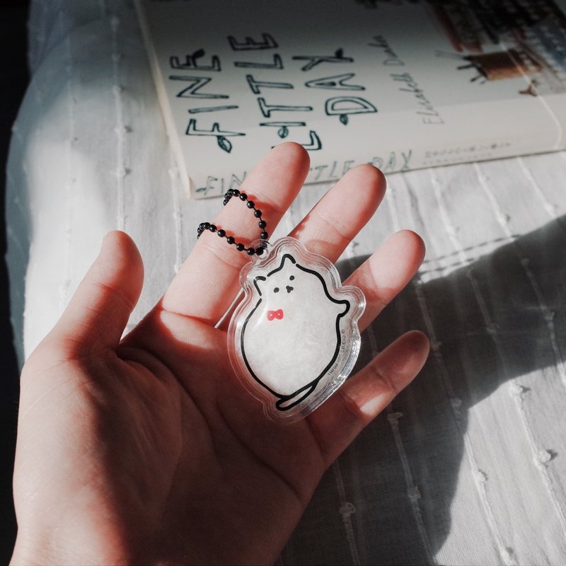 Fluffy Kitty 貓咪充氣吊飾 - 鑰匙圈/鑰匙包 - 塑膠 白色
