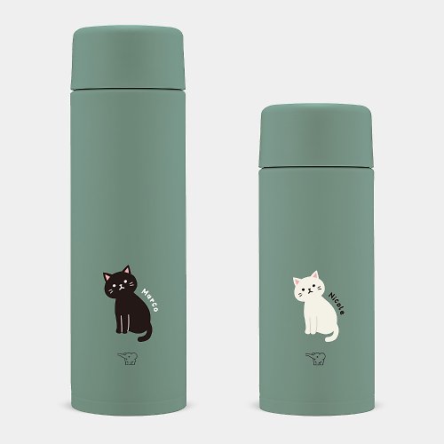 PIXO.STYLE 【客製化禮物】坐姿貓咪 英文名 象印不鏽鋼 保溫瓶 保溫杯 PU025