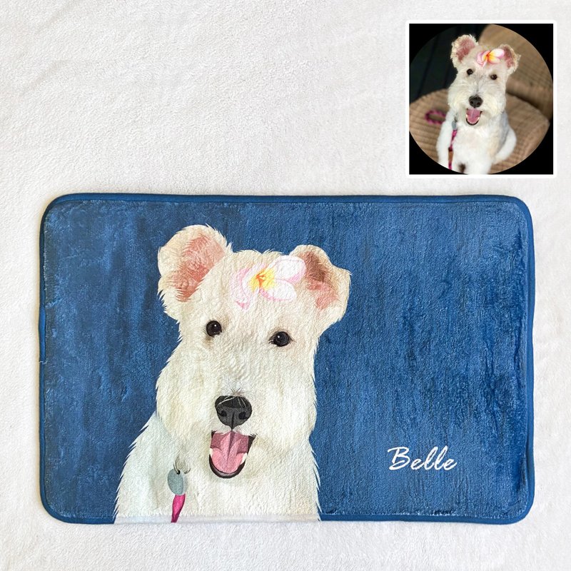 Dog-like painted flannel floor mat 40X60cm (711 store to store) commemorative customized hand-painted - Customized Portraits - Other Materials 