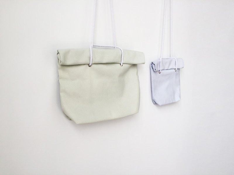 Wahr_ blue+green / shoulder bag/side backpack - กระเป๋าแมสเซนเจอร์ - เส้นใยสังเคราะห์ 