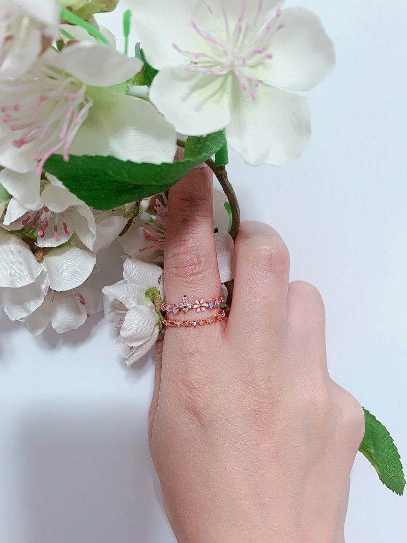 [Ring Series] Floral Rose Gold Ring - แหวนทั่วไป - เงินแท้ สีทอง