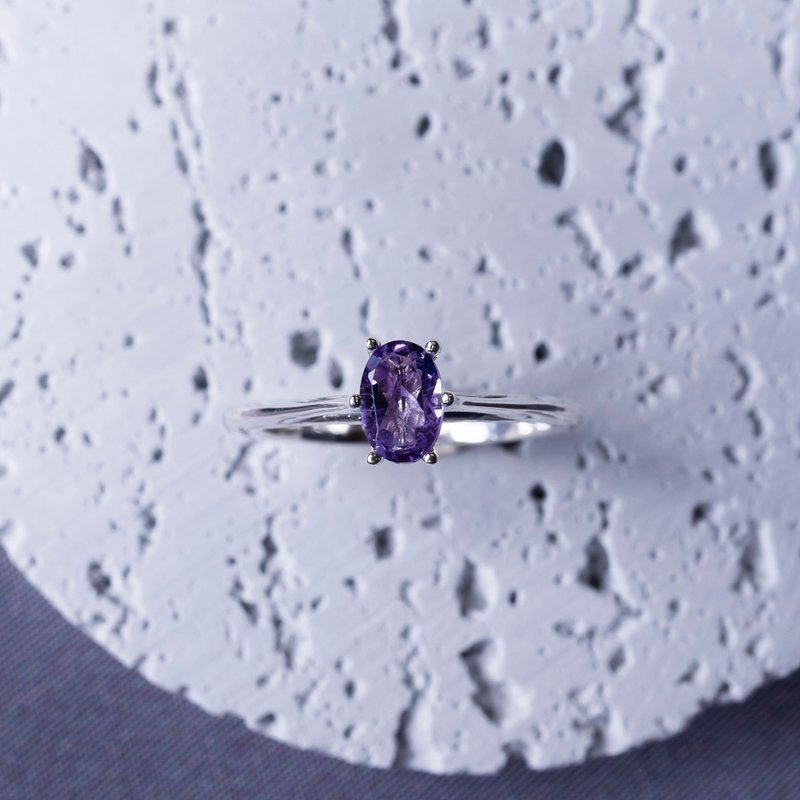【アメジスト】ジルコニア　シルバー925　プレーティング可　【受注生産】S-046 - 戒指 - 其他金屬 銀色