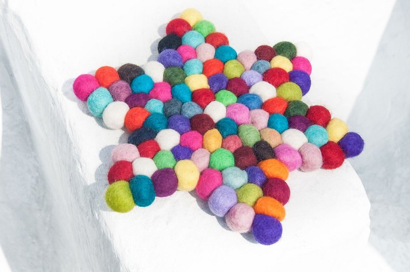 Wool Felt Rainbow Potholder Pot Holder Wool Felt Pot Holder-Macaron Colorful Cake Star Pot Holder - ผ้ารองโต๊ะ/ของตกแต่ง - ขนแกะ หลากหลายสี