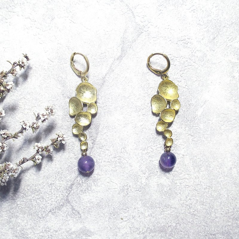 VIIART. bubbles. Amethyst Bronze Earrings - Changeable Clip - Earrings & Clip-ons - Gemstone Purple