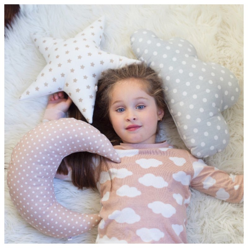 Pillow set Cloud Star Moon shaped pillow - Pastel nursery room decor - Baby Gift Sets - Cotton & Hemp 