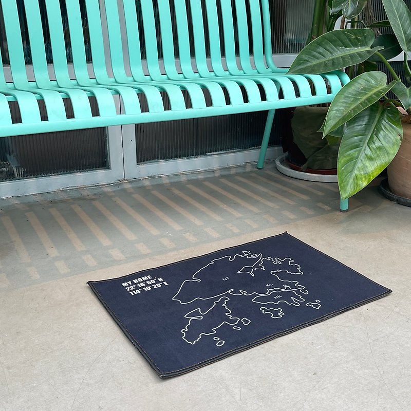 [Lion Rock/Hong Kong Map] Floor Mat - Rugs & Floor Mats - Other Man-Made Fibers Black