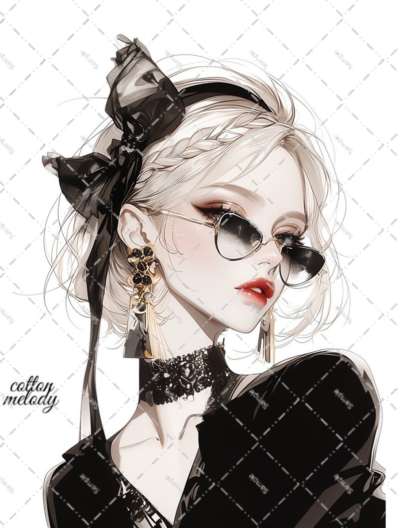 original sticker no.6696 人物ステッカー オリジナルステッカー 人物ステッカー 女の子ステッカー オリジナル人物ステッカー - 貼紙 - 紙 
