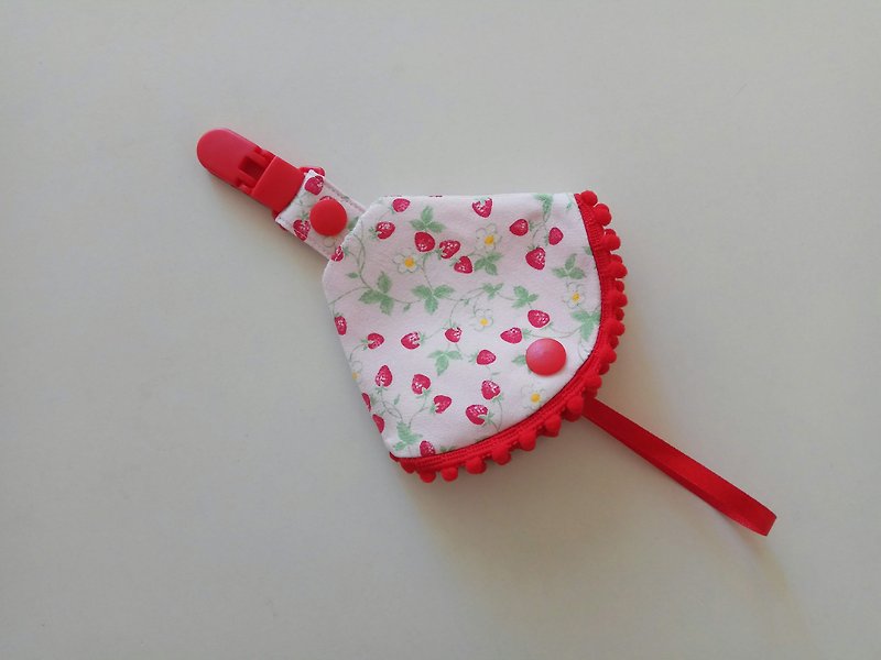 Strawberry small cotton ball combined with a pacifier clip < pacifier dust cover + nipple clip> dual function pacifier cover - Baby Gift Sets - Cotton & Hemp Red