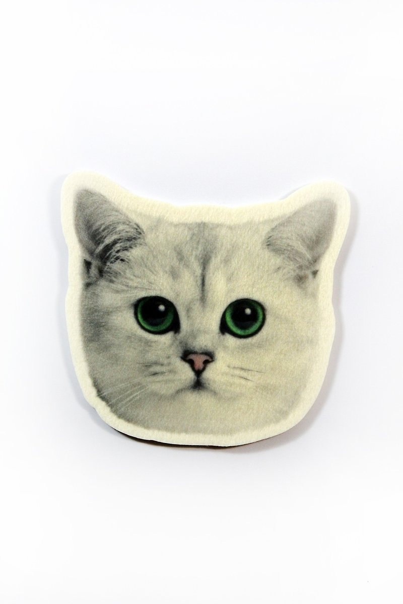 Japan Magnets cute animal shape small coaster (American roll ear cat) - spot - Coasters - Cotton & Hemp White