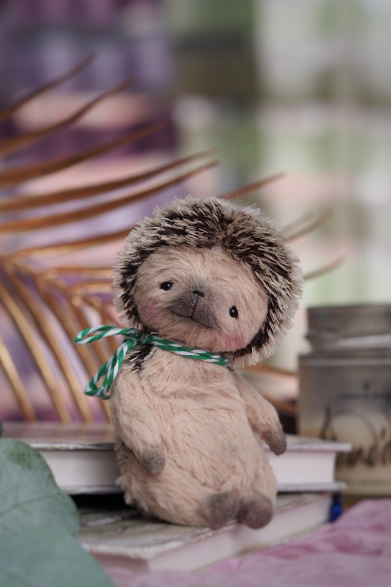 Handmade Teddy artist Hedgehog miniature - Stuffed Dolls & Figurines - Eco-Friendly Materials Multicolor
