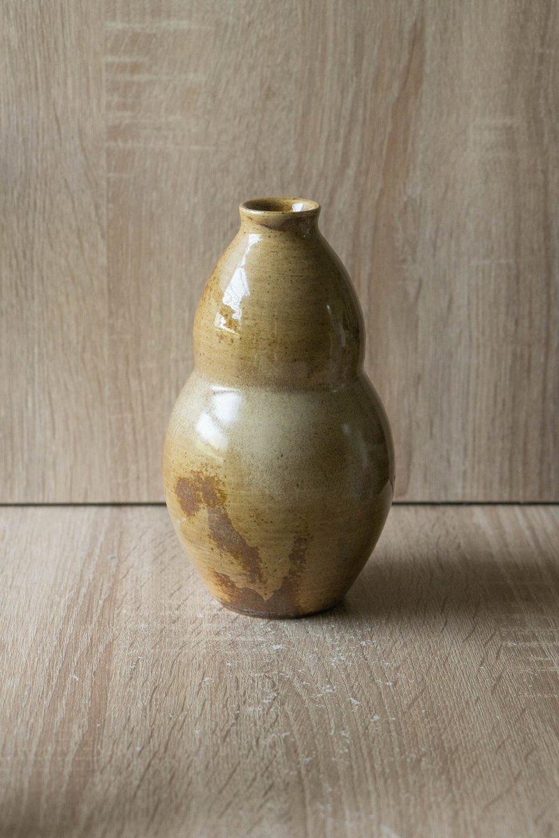 米黃色陶瓶 - 花瓶/花器 - 陶 卡其色