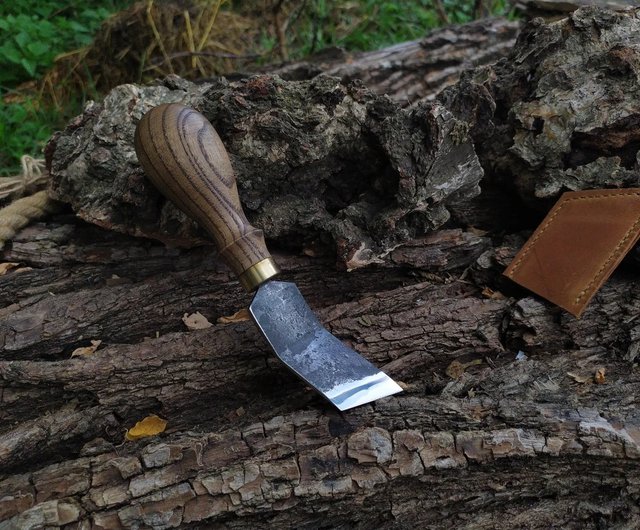 Leather Skiving Knife. Hand Made Forged Knife for Leather. Beveled