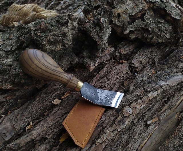 Leather Skiving Knife. Hand Made Forged Knife for Leather. Beveled