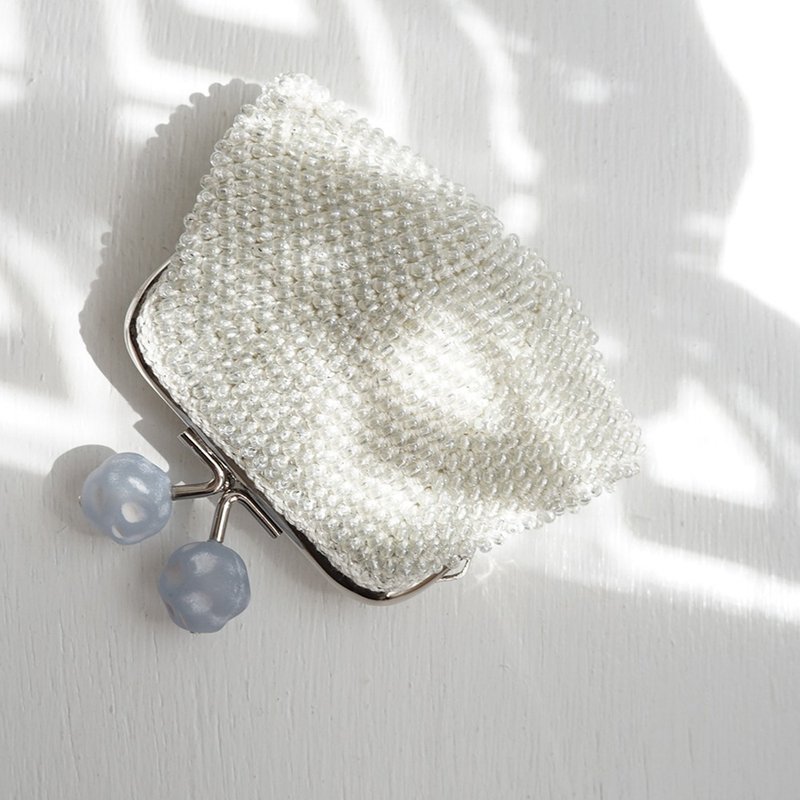 Ba-ba handmade Beads crochet square coinpurse No.1728 - 化妝包/收納袋 - 其他材質 藍色
