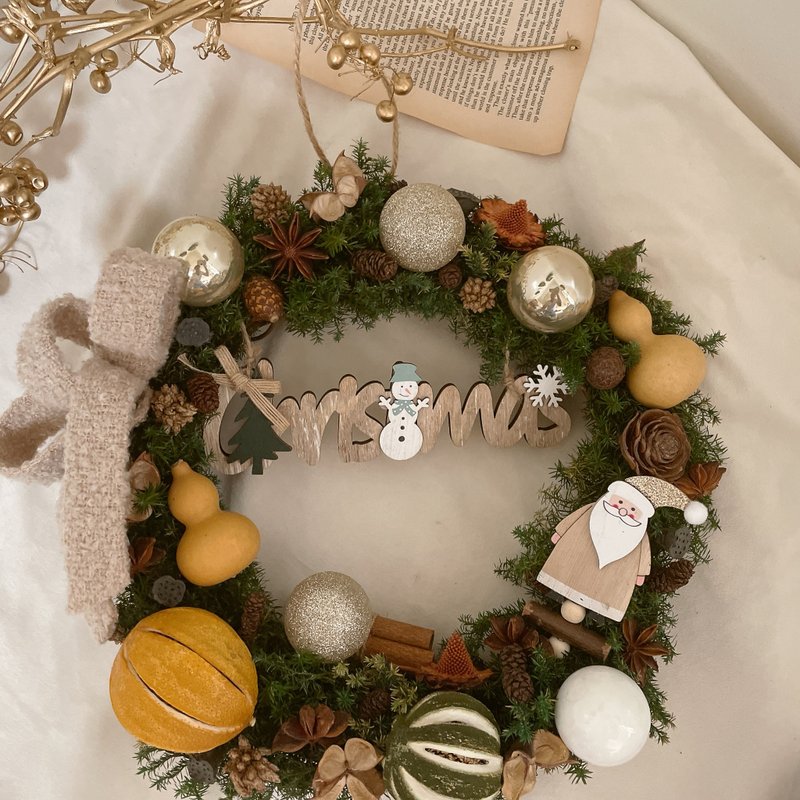 Christmas wreath/everlasting wreath/Christmas pendant/exchange gift/Christmas gift - ของวางตกแต่ง - พืช/ดอกไม้ สีนำ้ตาล