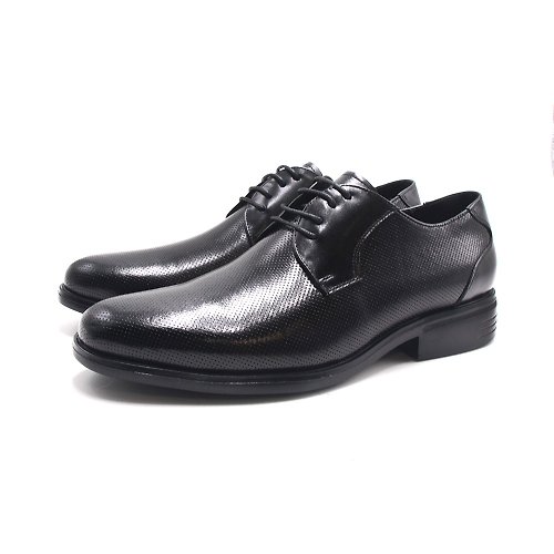 米蘭皮鞋Milano PQ(男)點壓光澤MD輕量型綁帶款上班皮鞋 男鞋-黑色