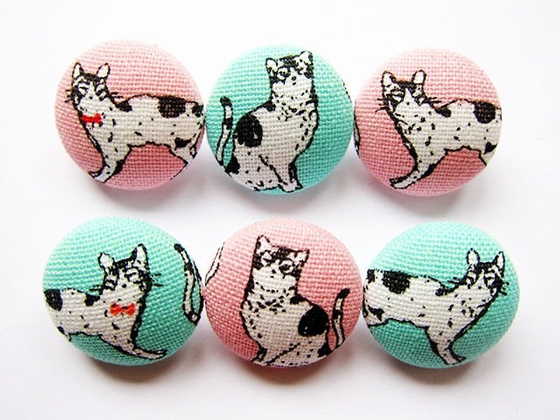 布ボタン 編み物 裁縫 手作り素材 白黒猫ボタン DIY素材 - 編み物/刺繍/羊毛フェルト/裁縫 - 紙 ピンク