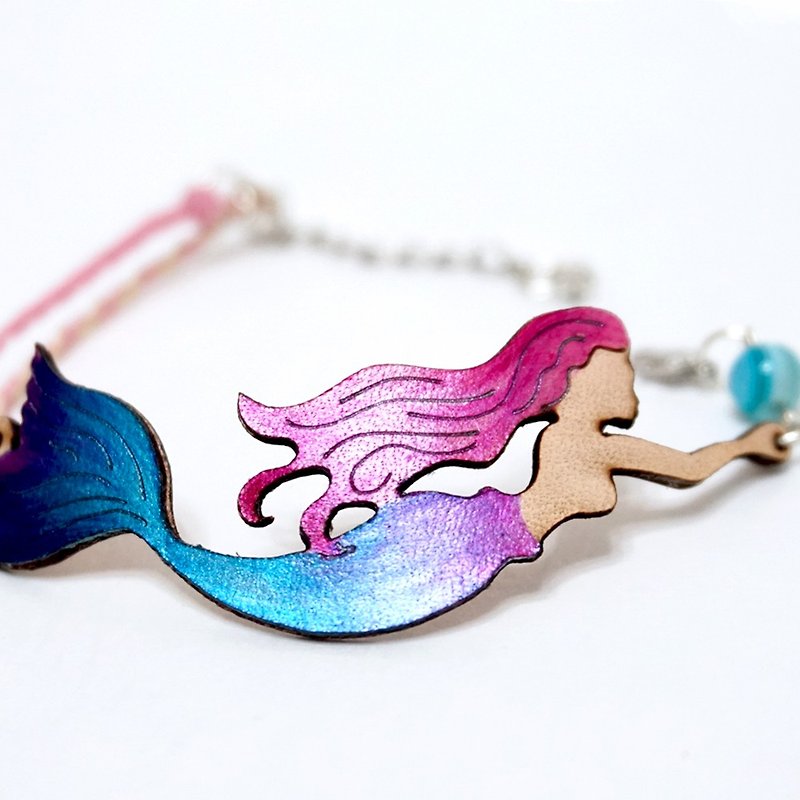 | Leather Jewelry | Ocean dreaming | Little mermaid bracelet | - Chokers - Genuine Leather Pink