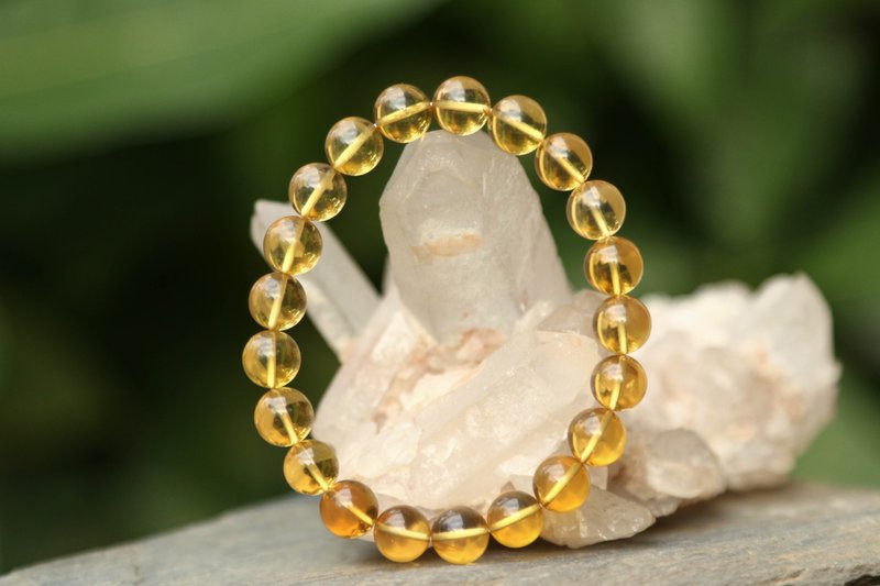 【手環系列】8.3mm 緬甸琥珀 金珀手環 (精品圓珠 頂級 僅一條) - 手鍊/手環 - 寶石 多色