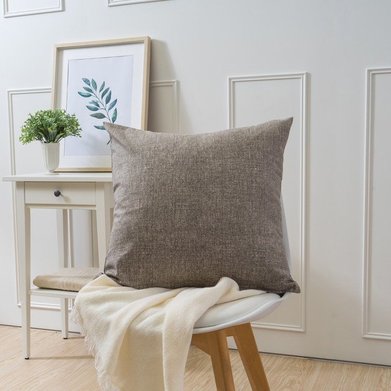 百搭純色抱枕-咖啡 - 枕頭/抱枕 - 棉．麻 