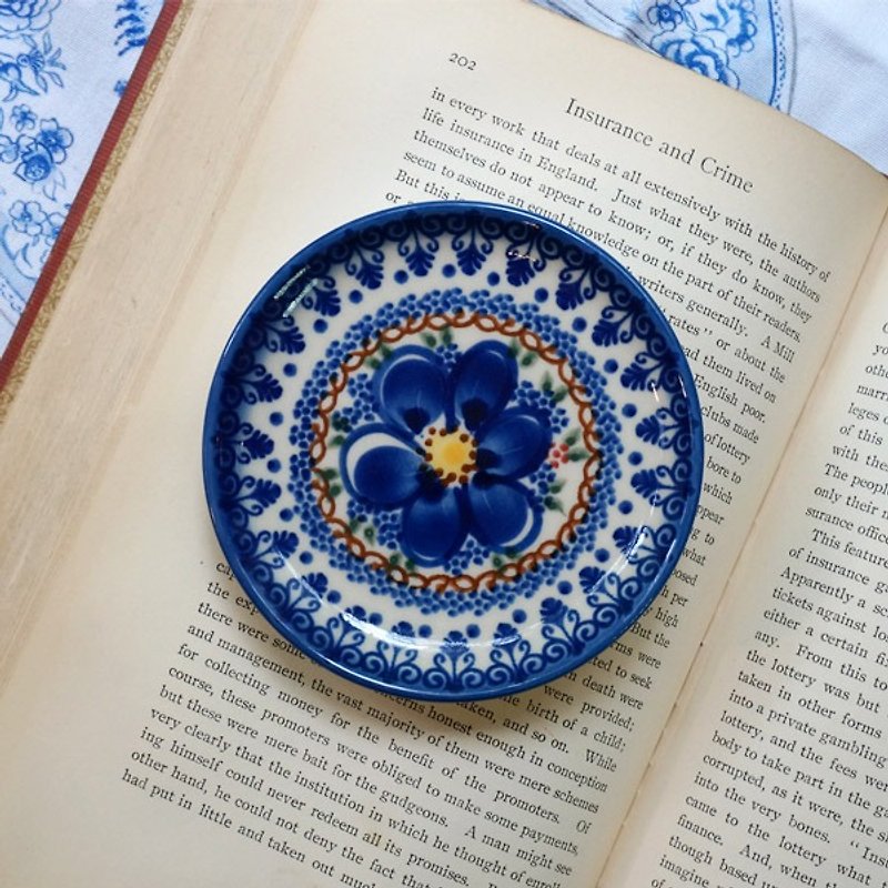 Poland Hand Painting Coaster (large blue flowers) - Coasters - Porcelain 