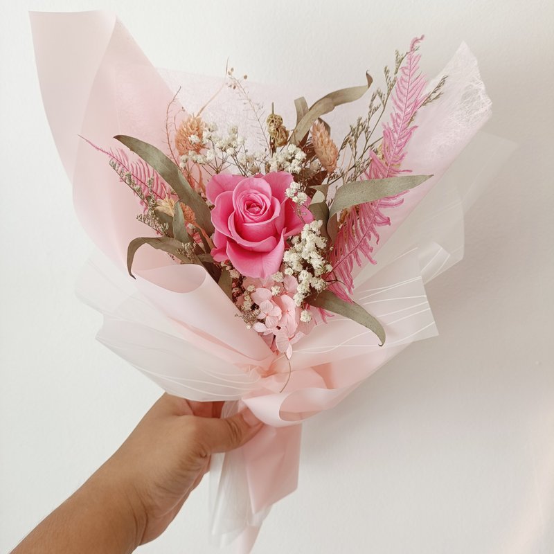 Cupid Rose Everlasting Dry Bouquet Chinese Valentine's Day Birthday Confession Proposal Wedding Bouquet Gift - ช่อดอกไม้แห้ง - พืช/ดอกไม้ หลากหลายสี