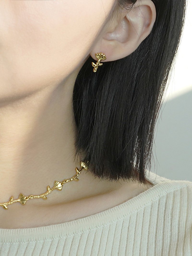 (925 Sterling Silver) Flower earrings - Earrings & Clip-ons - Sterling Silver Silver