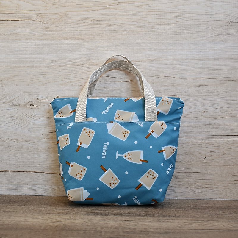 Zipper small bag/cutlery bag_Pearl milk tea - Handbags & Totes - Nylon Blue
