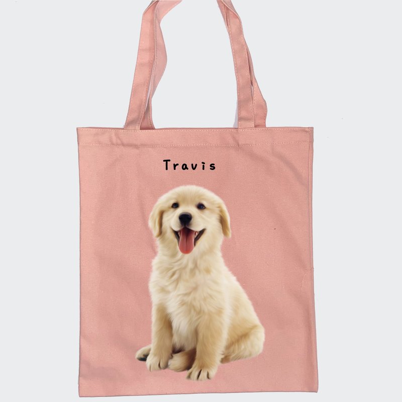 【Pet Shop Series】Customized Pet Pattern Canvas Bag Color Linen Portable Canvas Bag - Handbags & Totes - Linen Multicolor