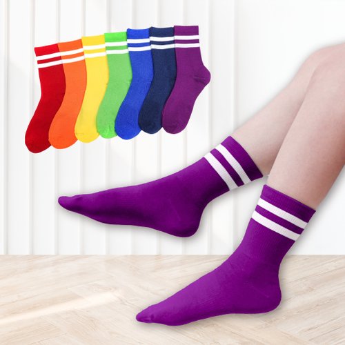 ZILA SOCKS | 臺灣織襪設計品牌 彩虹條紋棉質中統襪