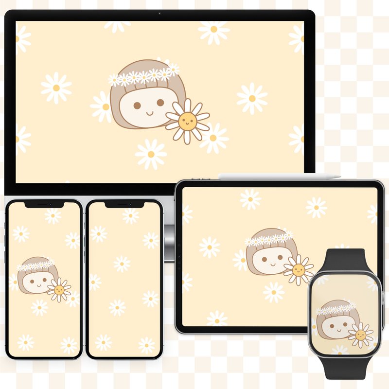Kimmy's Garden - Daisy Delight: Instant Download Digital Wallpapers - 電腦手機桌布/貼圖/App 圖示 - 其他材質 