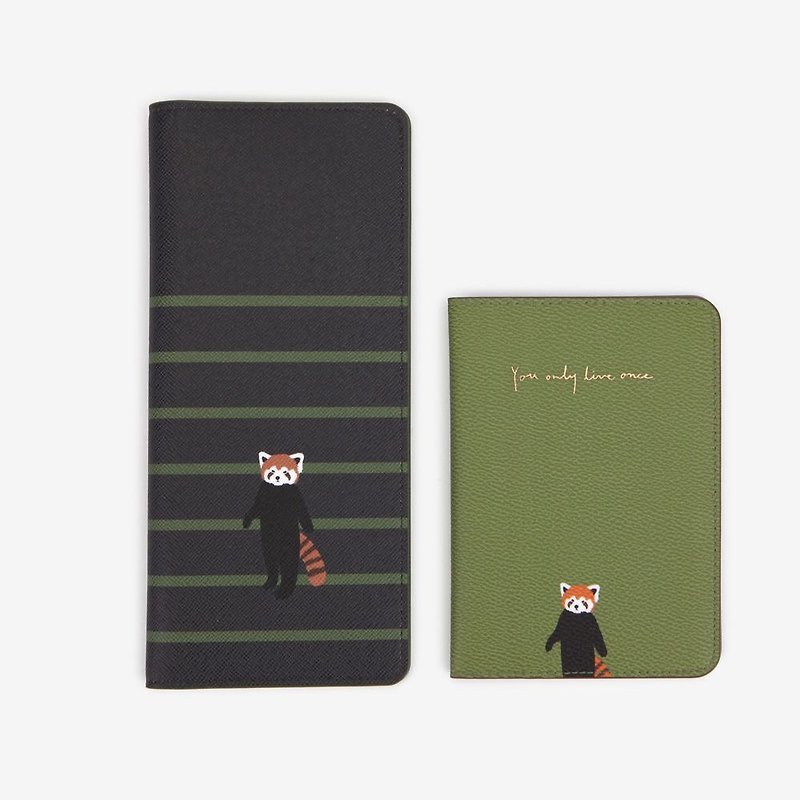Dailylike Light Travel Leather Passport Clip Long Clip - 01 Red Panda, E2D01905 - ที่เก็บพาสปอร์ต - หนังแท้ สีเขียว