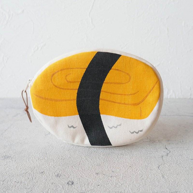 egg sushi pouch - กระเป๋าเครื่องสำอาง - ผ้าฝ้าย/ผ้าลินิน สีเหลือง