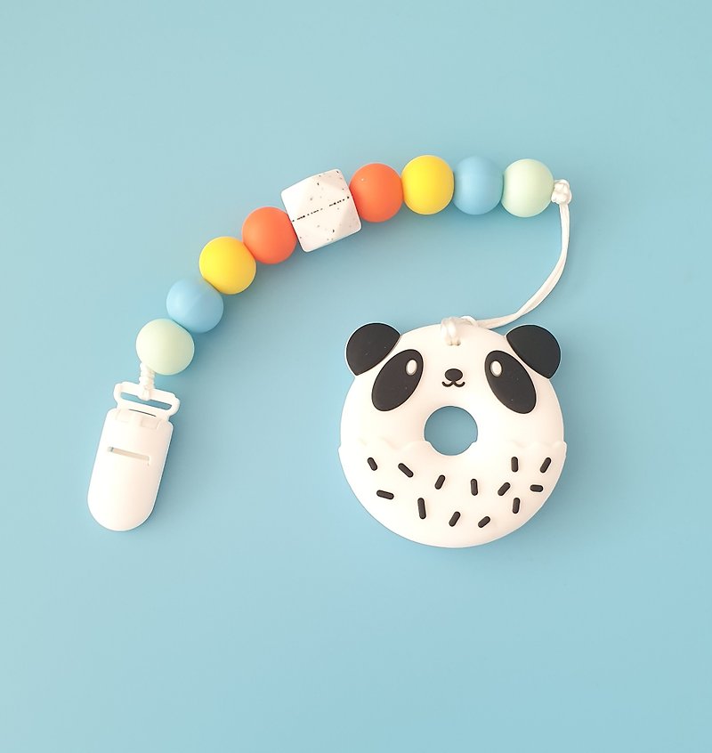 Baby Teether Clip Set - Panda Donut - Other - Silicone 