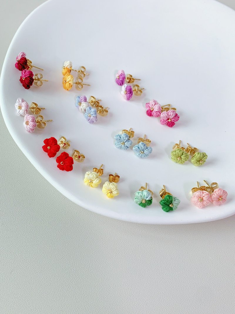 Bouquets Handmade Accessory II かぎ針編み - ピアス・イヤリング - 刺しゅう糸 多色