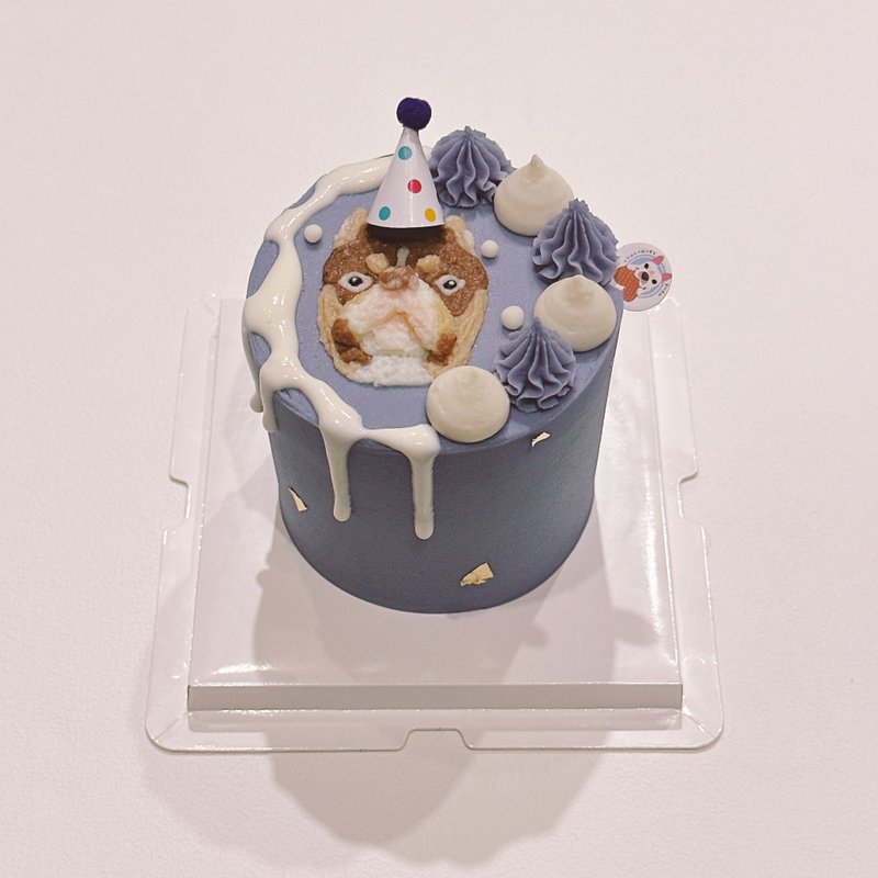 4-inch high French water drop drawing portrait pet cake. Dog and cat birthday cake. dog birthday cake - Dry/Canned/Fresh Food - Fresh Ingredients 