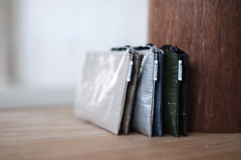 [2TONE mini wallet] 3 storage ultra-lightweight water-repellent polyethylene mini wallet - Wallets - Other Man-Made Fibers Gray