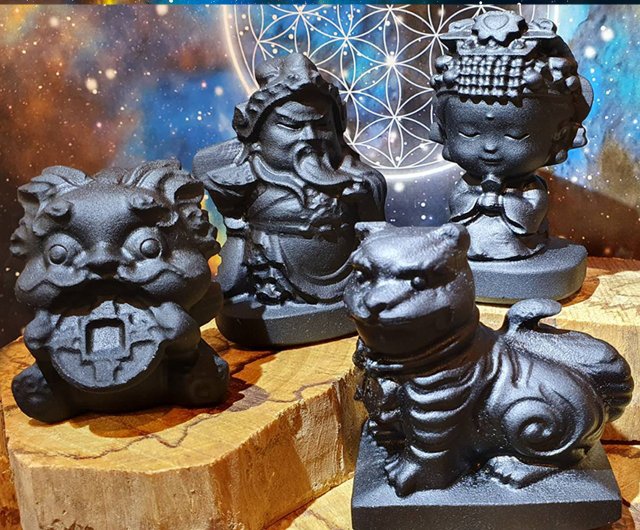 黒曜石の置物 - 自然な模様 Amazon.co.jp: 自家製の装飾のための自然な石の手彫りのPi Xiu黒の