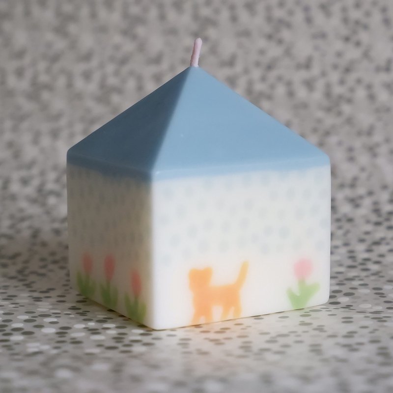 Tiny House Handmade Scented Candle Mix Floral Blue Roof - Candles & Candle Holders - Wax 