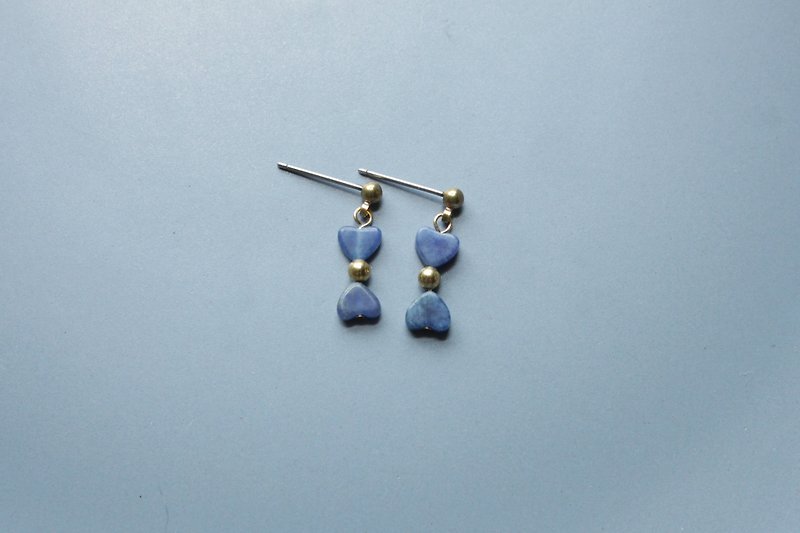 Heart light - earring  clip-on earring - Earrings & Clip-ons - Copper & Brass Blue