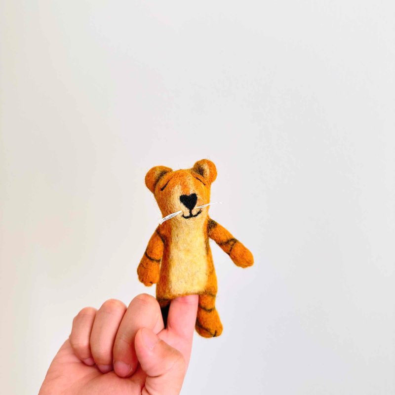 Tiger Finger Puppet Tiger African Animal Storytelling Props Wool Felt Finger Puppet - ของเล่นเด็ก - ขนแกะ 