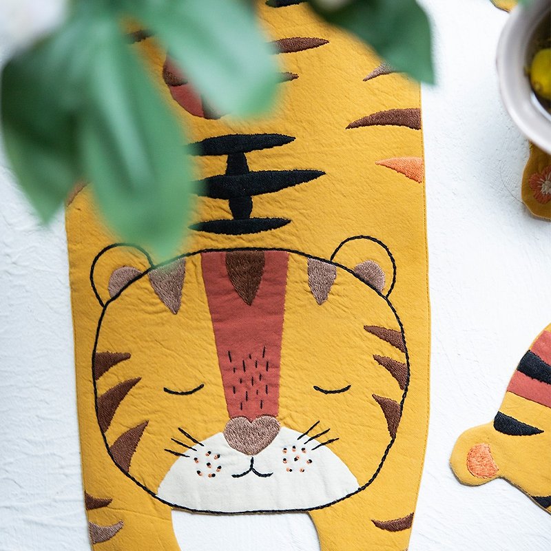Tiger year mascot coaster embroidery handmade diy material package couples send