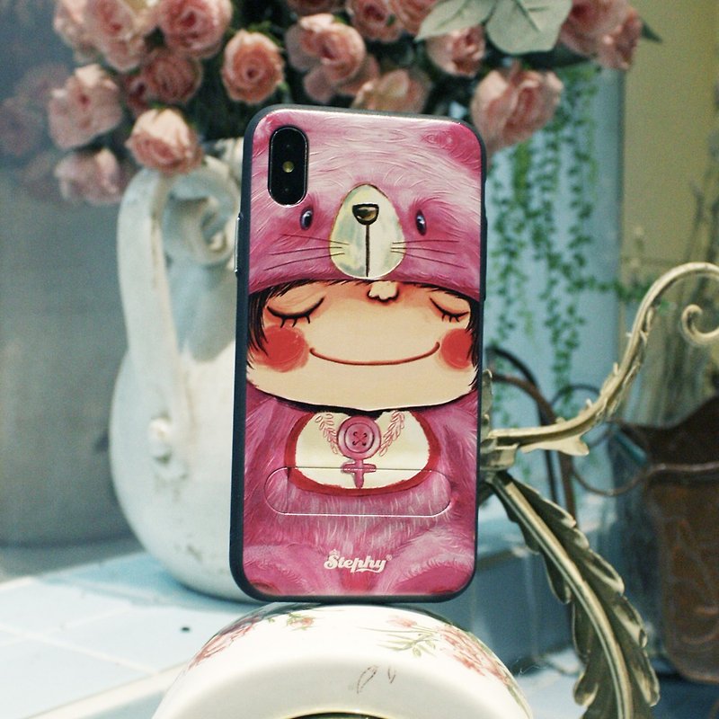 Cute Rabbit Elf 3D Embossed Mobile Phone Case with Built-in Invisible Bracket _ Comes with Mobile Phone Wallpaper - Phone Cases - Plastic 