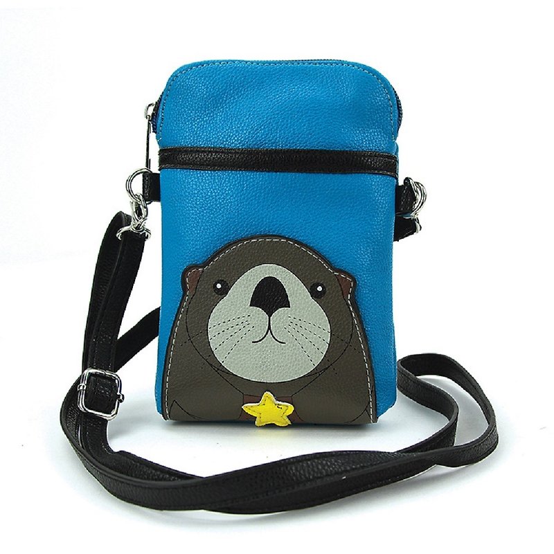 Sleepyville Critters - Sea Otter Crossbody Pouch - Messenger Bags & Sling Bags - Faux Leather Blue