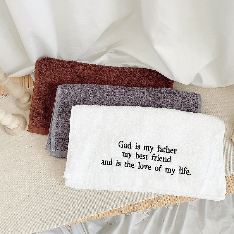 JIN CHA GOD-Embroidered towel God is my father (three colors)/Christ/Gospel/Baptism - ผ้าขนหนู - ผ้าฝ้าย/ผ้าลินิน 
