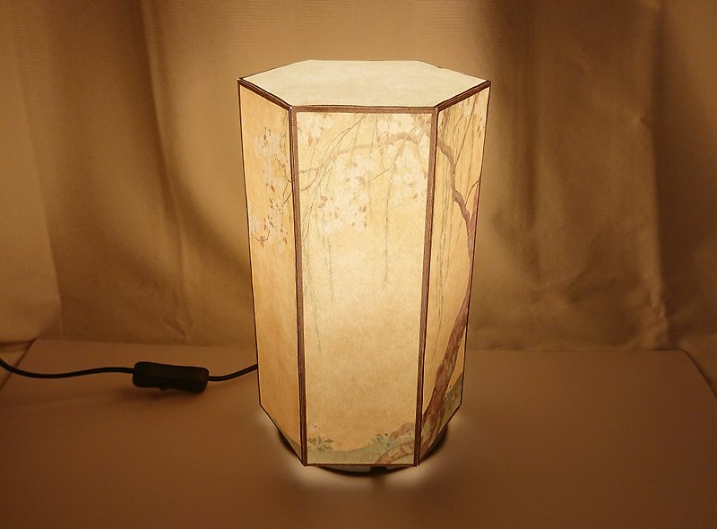 Japanese painting cherry blossom tree and willow tree print table lamp shade J - Lighting - Paper White