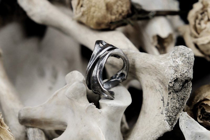 【山骸紀】遺留的記憶V—鳥髖骨開口戒 - 戒指 - 銀 銀色