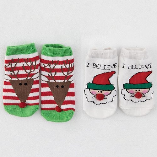 日安朵朵 日安朵朵 聖誕寶寶襪2雙組 麋鹿+聖誕老人 交換禮物聖誕禮物