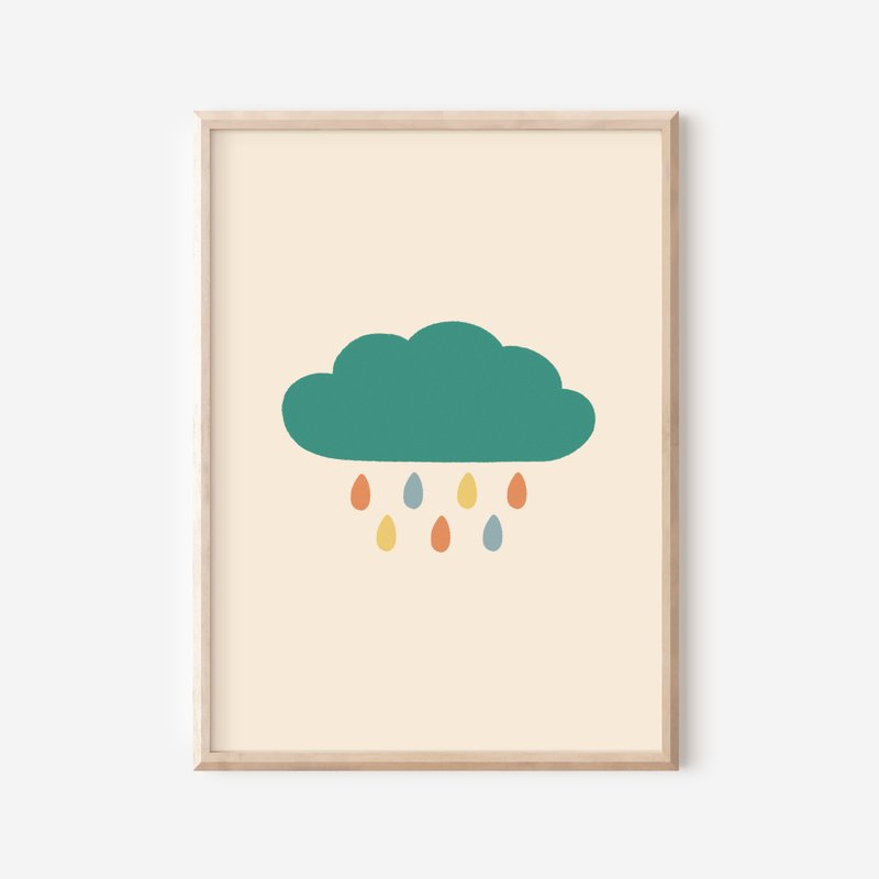 雨天陰天列印 – 數位下載嬰兒房海報 - 電子似顏繪/繪畫/插畫 - 其他材質 