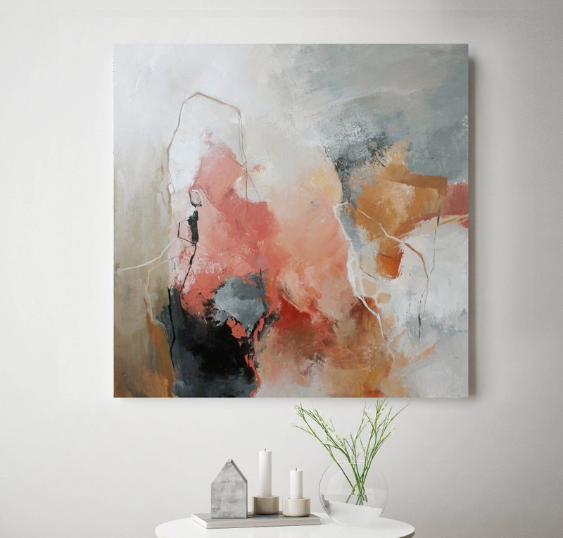 Abstract Terracotta Painting | Terracotta Painting | Terracotta Art | Solitude 2 - 壁貼/牆壁裝飾 - 棉．麻 紅色